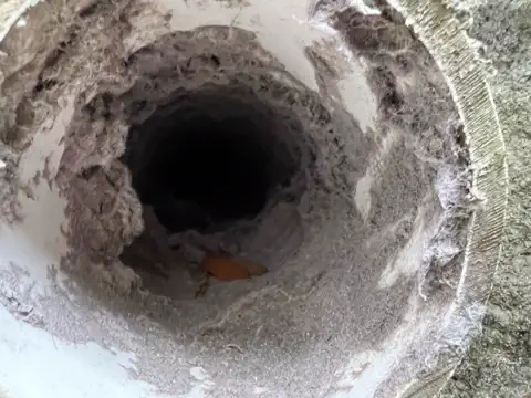 Dryer vent cleaning equipment at a roof termination