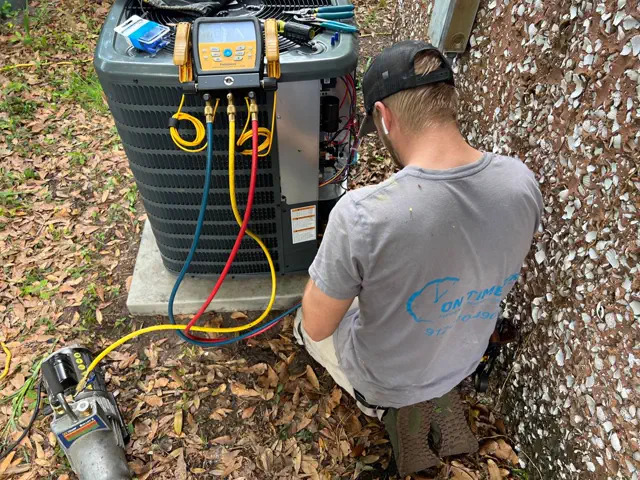 Outdoor heat pump unit at a Savannah-area home